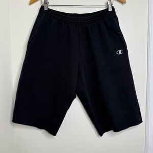 Vintage Champion Black Cut Off Sweatpants Shorts Raw Hem Men’s Size Medium